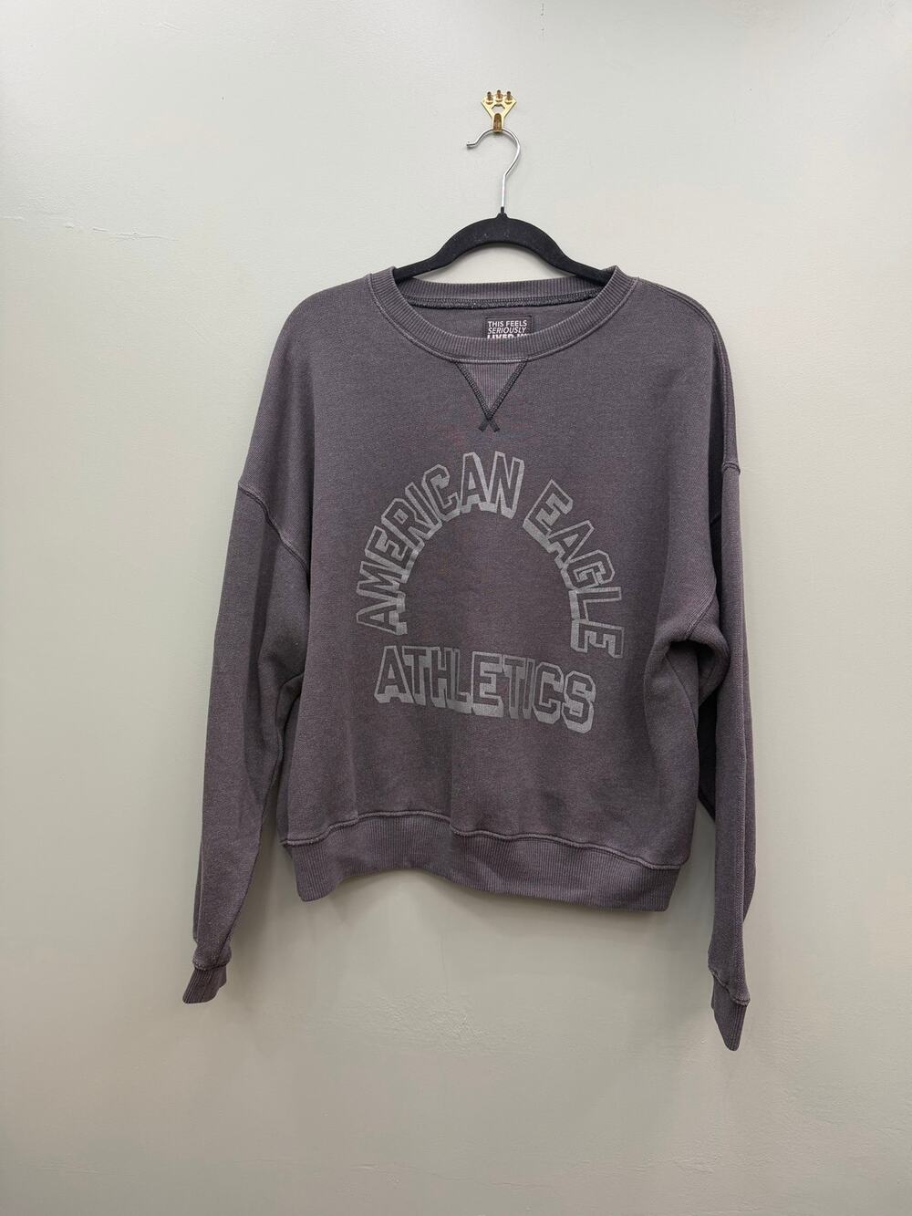American Eagle Seriously Lived-In Oversized Graphic Sweatshirt Gray M